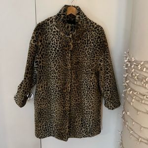 Faux fur leopard coat